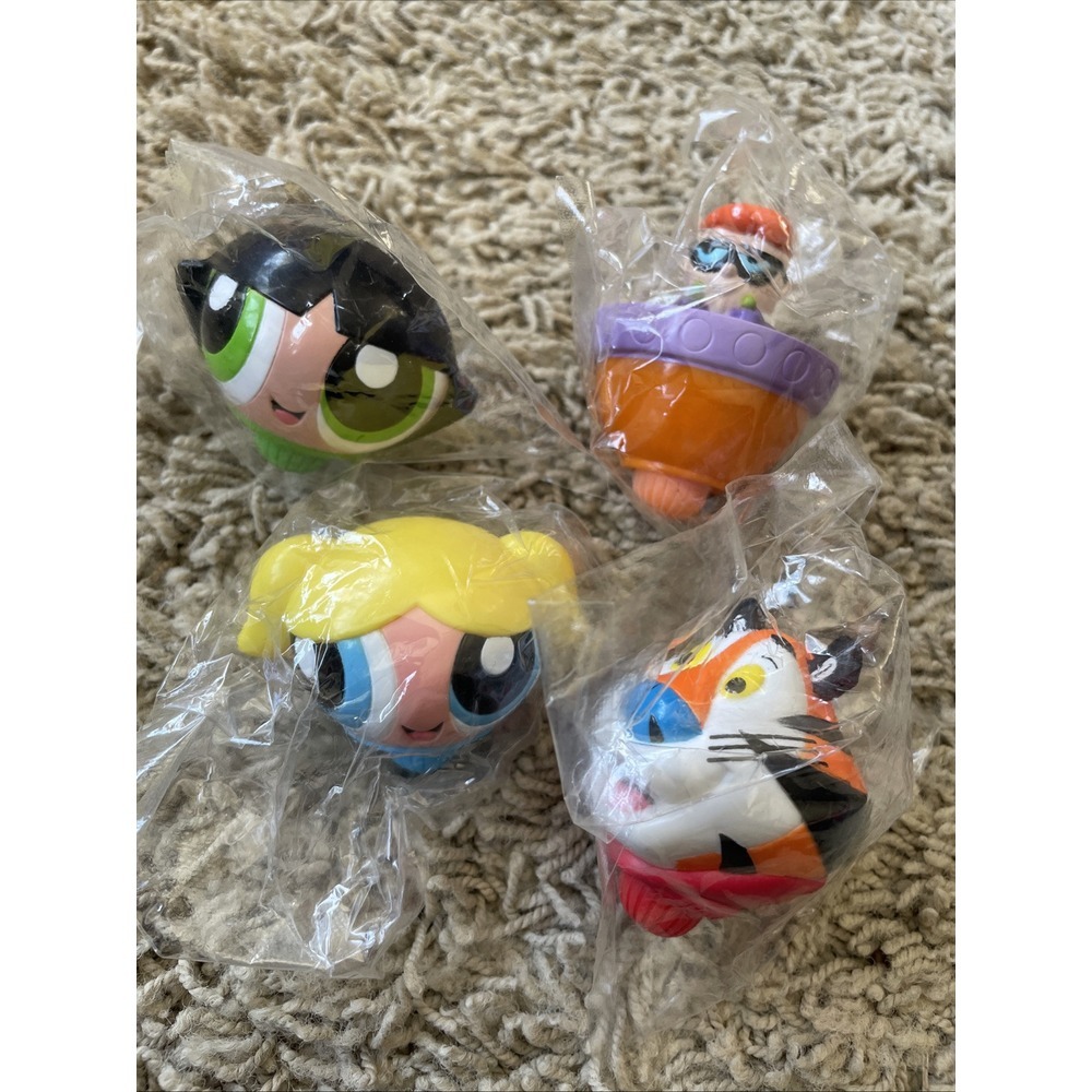 Kellogg's Spinner Tops - Dexter Powerpuff Girls Tony‎ The Tiger Set Of 4 SEALED